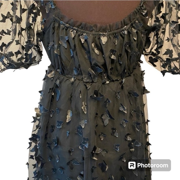 Butterfly Thirty Thirty LA Black Babydoll Sheer Mini Dress Womens size Medium - Picture 9 of 16
